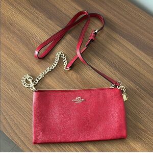 Like New Coach Kylie Red Pebbled Leather Crossbody or Clutch